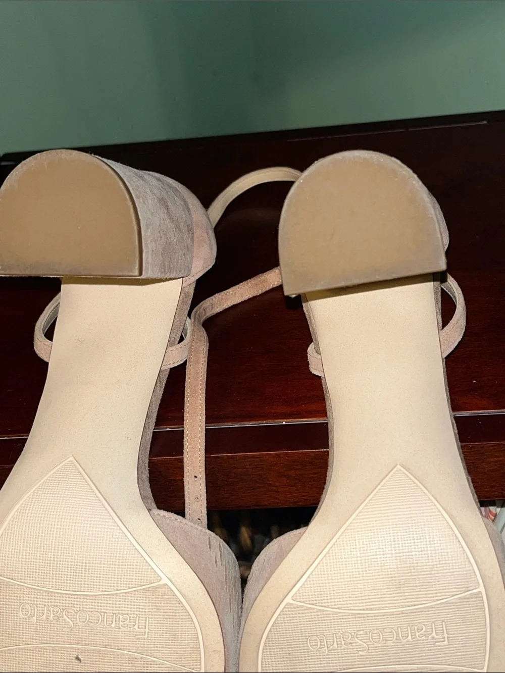Franco Sarto Perry Perforated Suede Block Heel Pumps - Taupe / Blush, Size 10